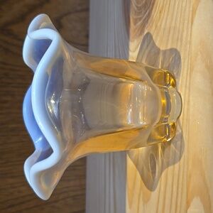 Vintage Duncan Miller Opalescent Pink Peach Glass Vase - 4"
